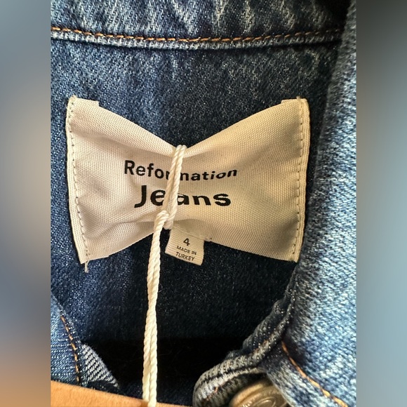 NWT Size 4 Reformation Roxanna Cinch Waist Denim Mini Dress - Picture 11 of 15